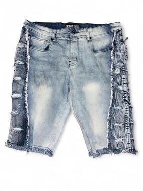 Men's Light Blue Distressed Denim Jean Shorts